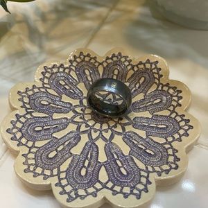 Men’s triton tungsten carbide ring with diamond.